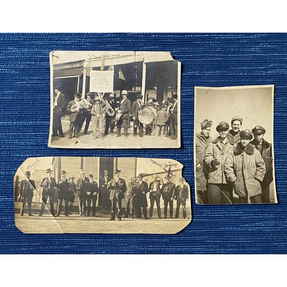 Vtg Old Photo Lot Lobster Club Band Dance Eureka County NV Men Pose Military 24B - Picture 1 of 4